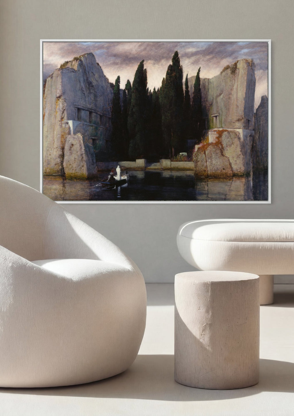 Quadro Decorativo A Ilha dos Mortos - Arnold Böcklin em ambiente decorado