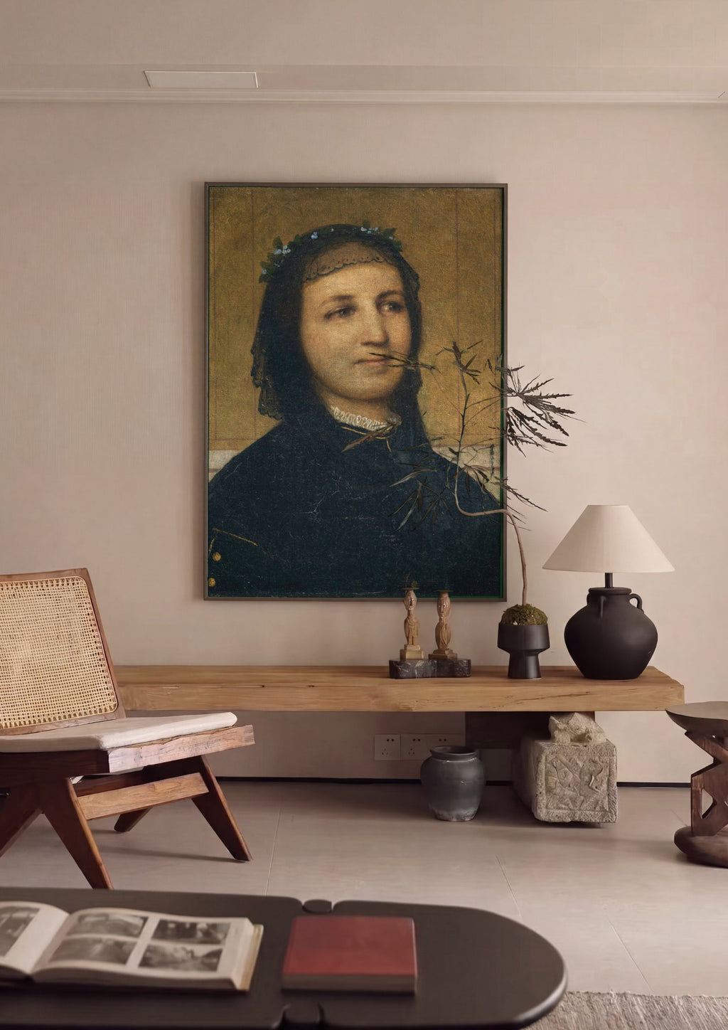 Quadro Decorativo Retrato de Mulher - Arnold Böcklin em ambiente decorado