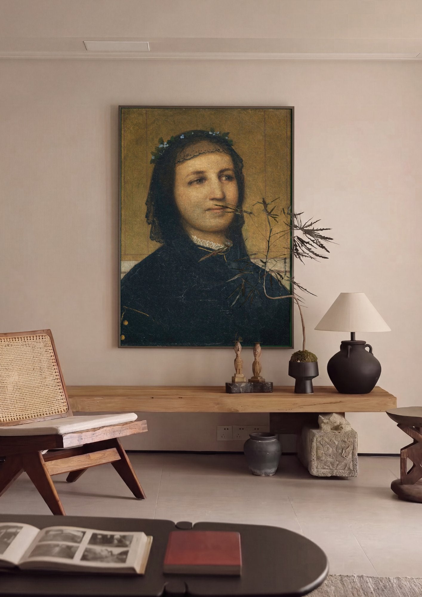 Quadro Decorativo Retrato de Mulher - Arnold Böcklin em ambiente decorado