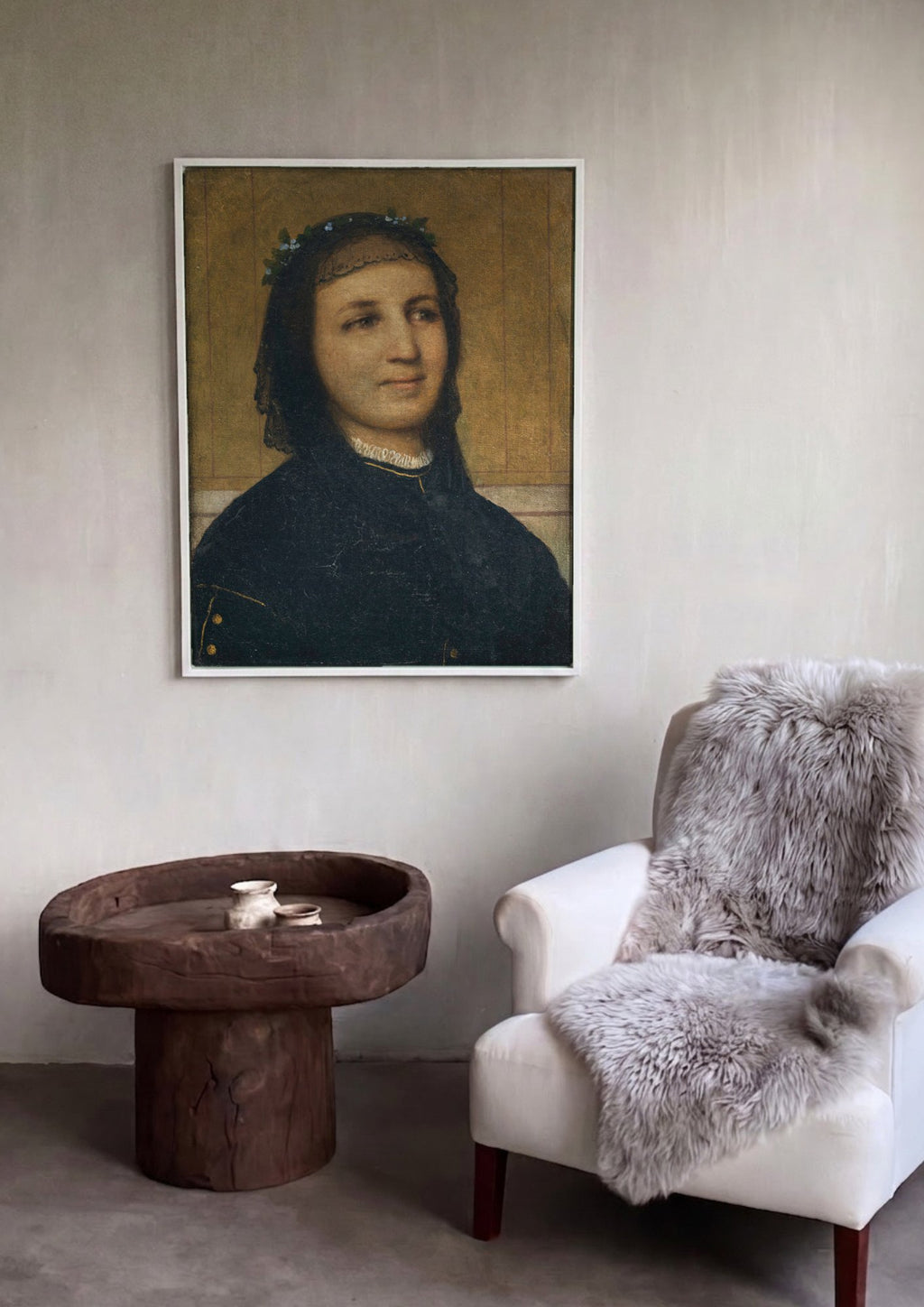 Quadro Decorativo Retrato de Mulher - Arnold Böcklin em ambiente decorado