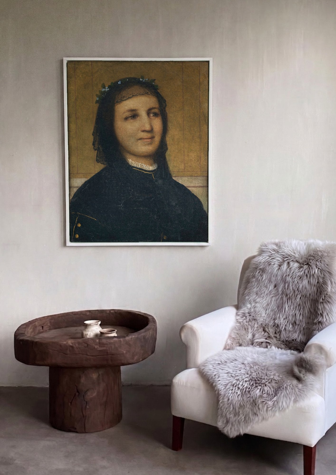 Quadro Decorativo Retrato de Mulher - Arnold Böcklin em ambiente decorado