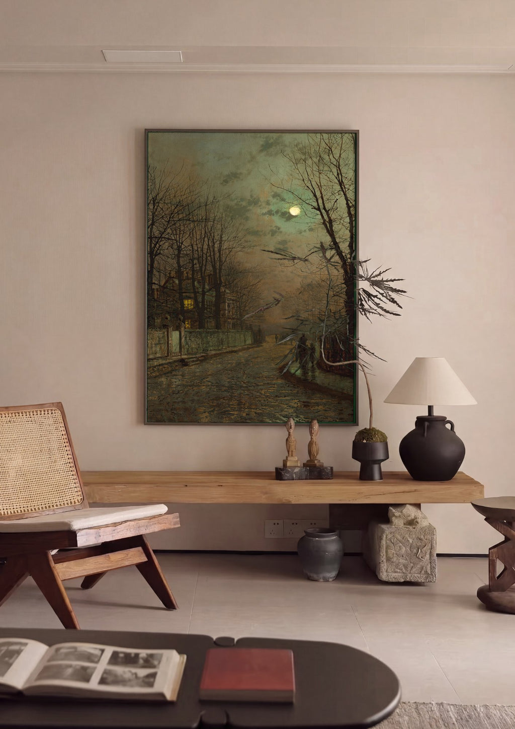 Quadro Decorativo Noite Luar de Inverno - John Atkinson Grimshaw em ambiente decorado