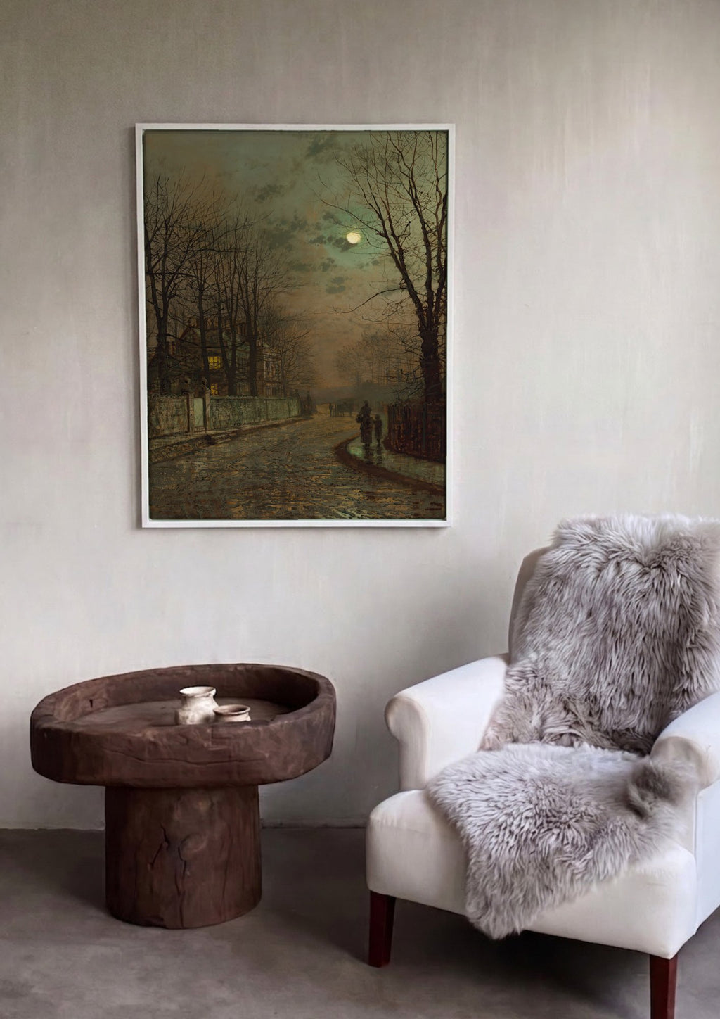 Quadro Decorativo Noite Luar de Inverno - John Atkinson Grimshaw em ambiente decorado