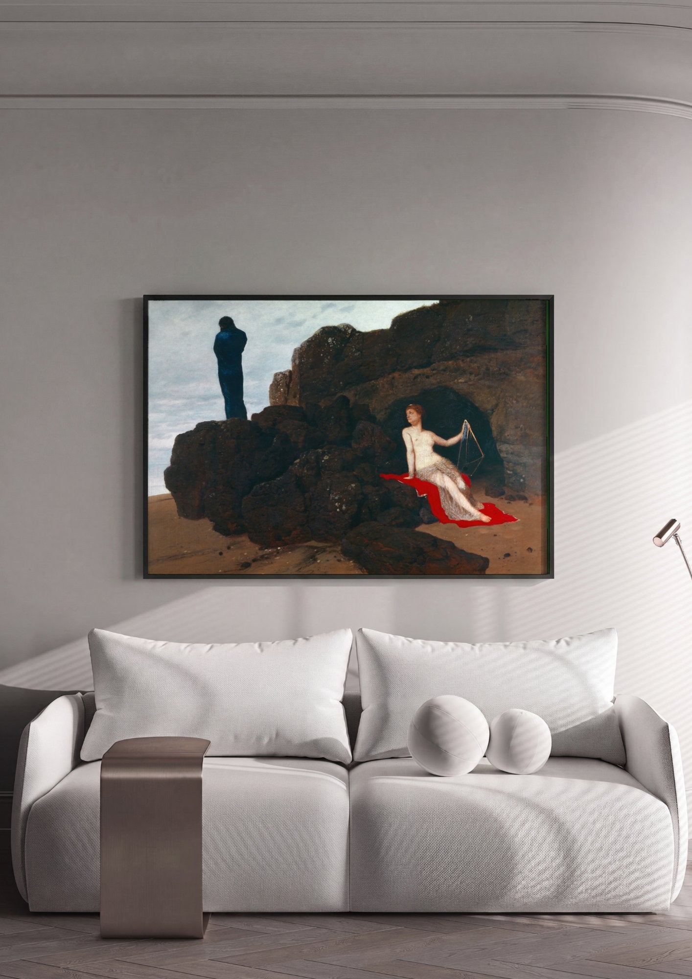 Quadro Decorativo A Ilha dos Mortos - Arnold Böcklin em ambiente decorado