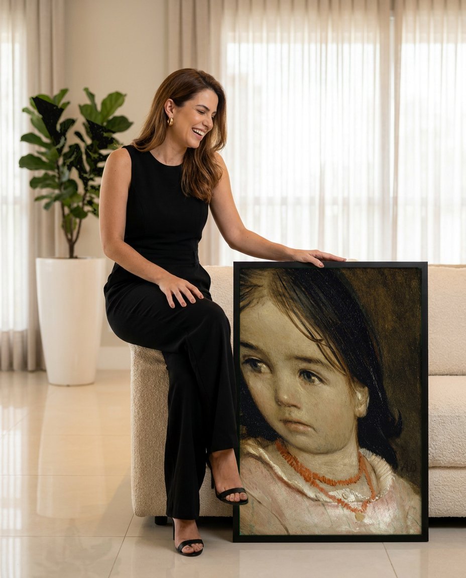Quadro Decorativo Retrato de Menina - Arnold Böcklin com modelo em ambiente