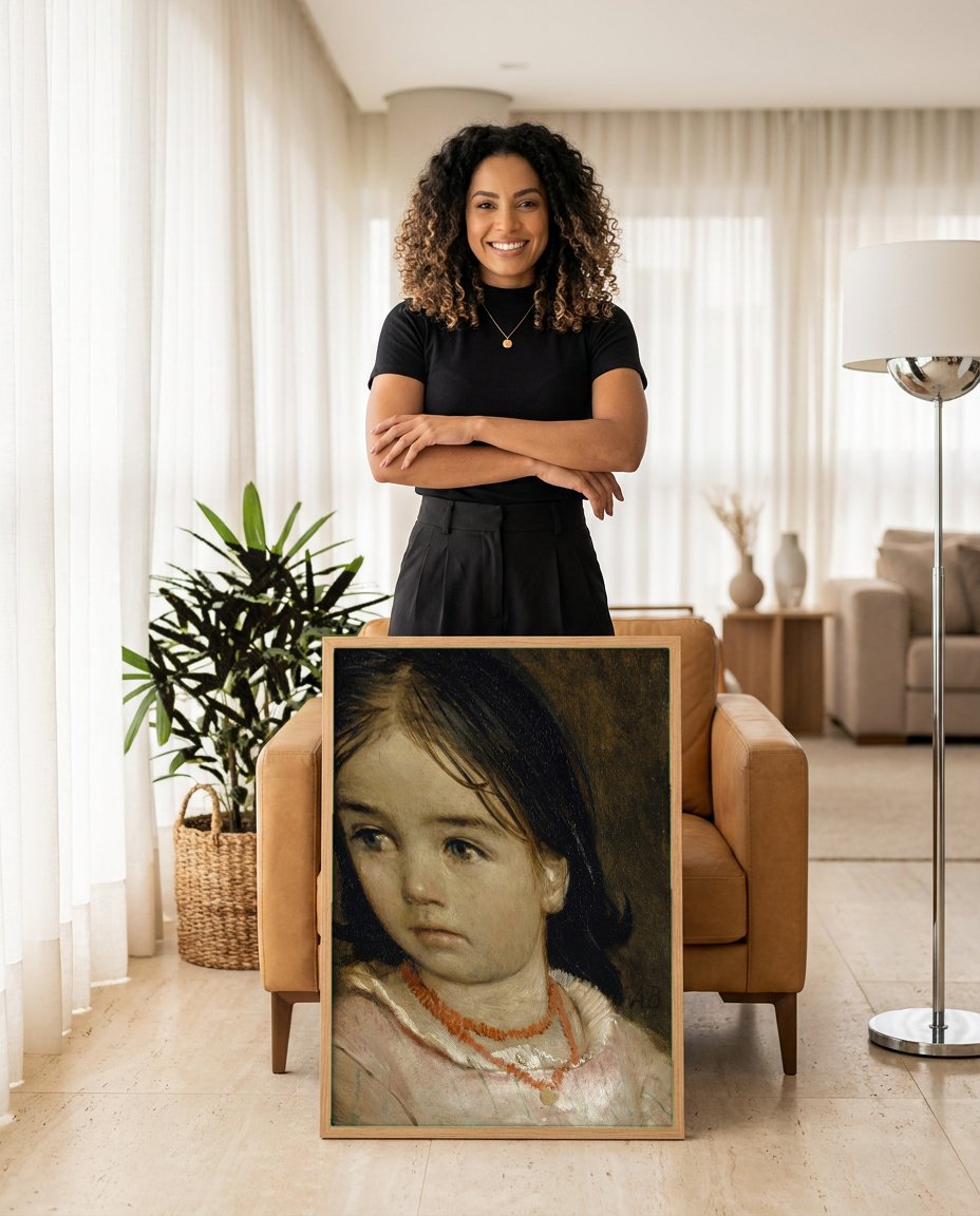 Quadro Decorativo Retrato de Menina - Arnold Böcklin com modelo em ambiente