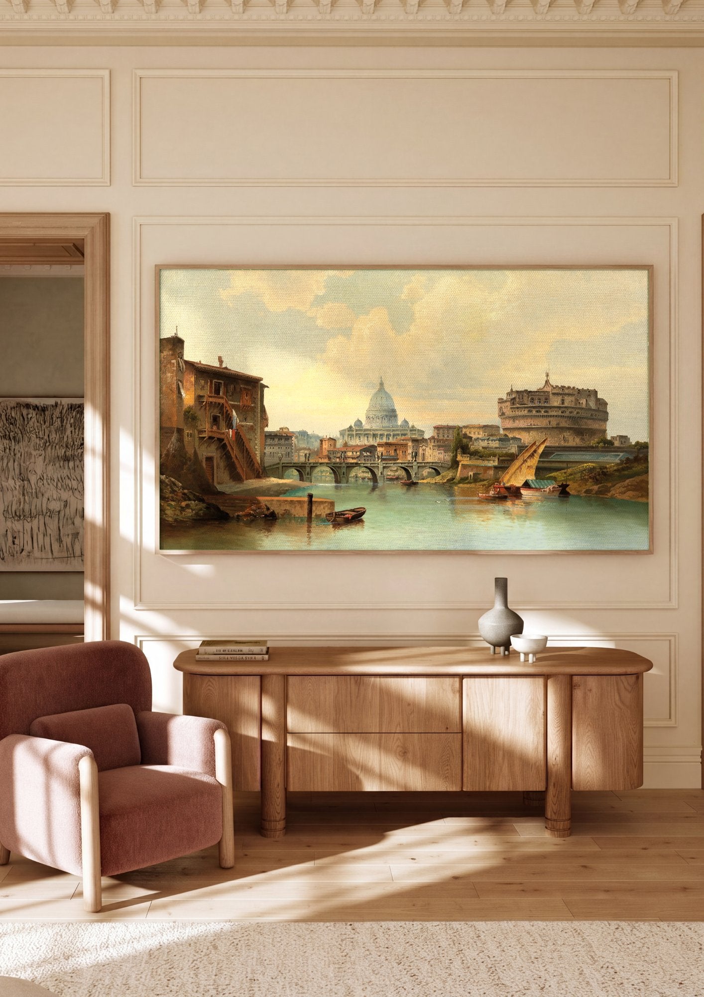 Quadro Decorativo Vista Panorâmica de Roma - Karl Kaufmann em ambiente decorado