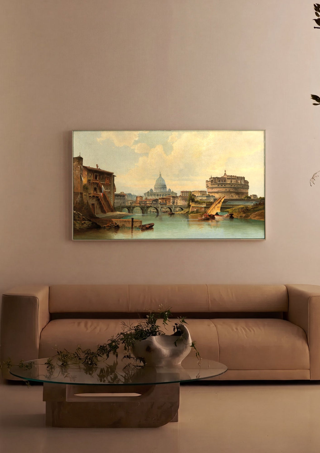 Quadro Decorativo Vista Panorâmica de Roma - Karl Kaufmann em ambiente decorado