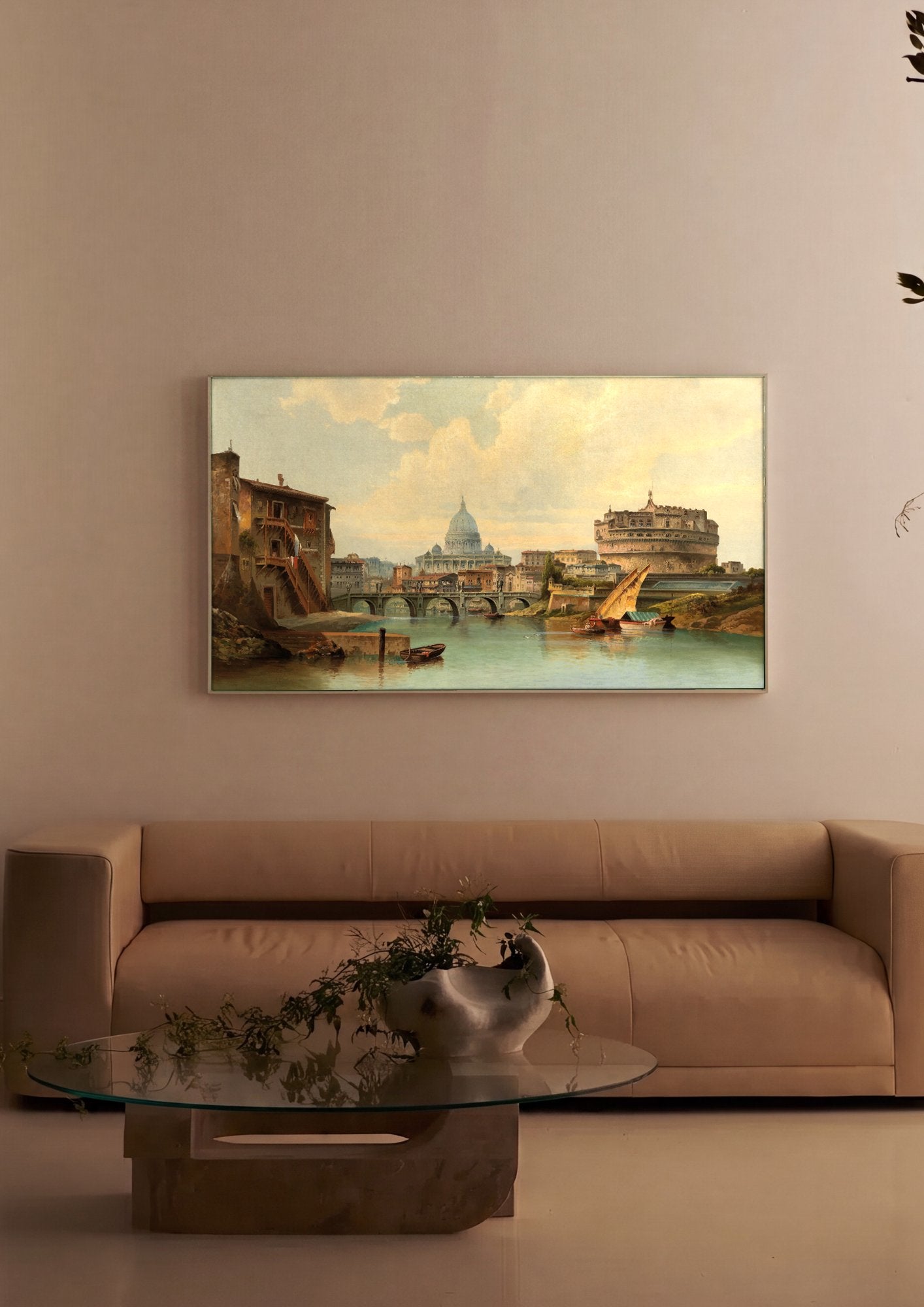 Quadro Decorativo Vista Panorâmica de Roma - Karl Kaufmann em ambiente decorado