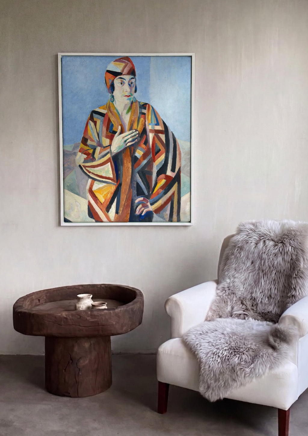 Quadro Decorativo A Mulher e o Chapéu - Robert Delaunay em ambiente decorado