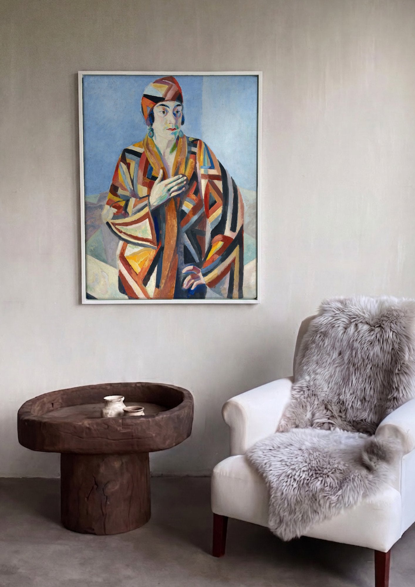 Quadro Decorativo A Mulher e o Chapéu - Robert Delaunay em ambiente decorado