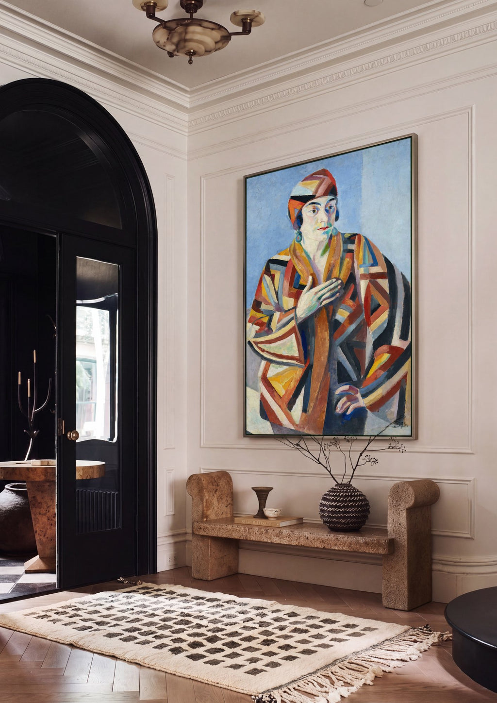 Quadro Decorativo A Mulher e o Chapéu - Robert Delaunay em ambiente decorado