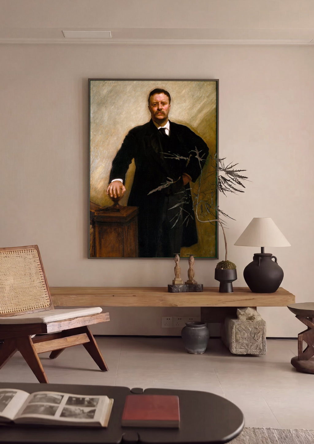 Quadro Decorativo Retrato de Theodore Roosevelt - John Singer Sargent em ambiente decorado