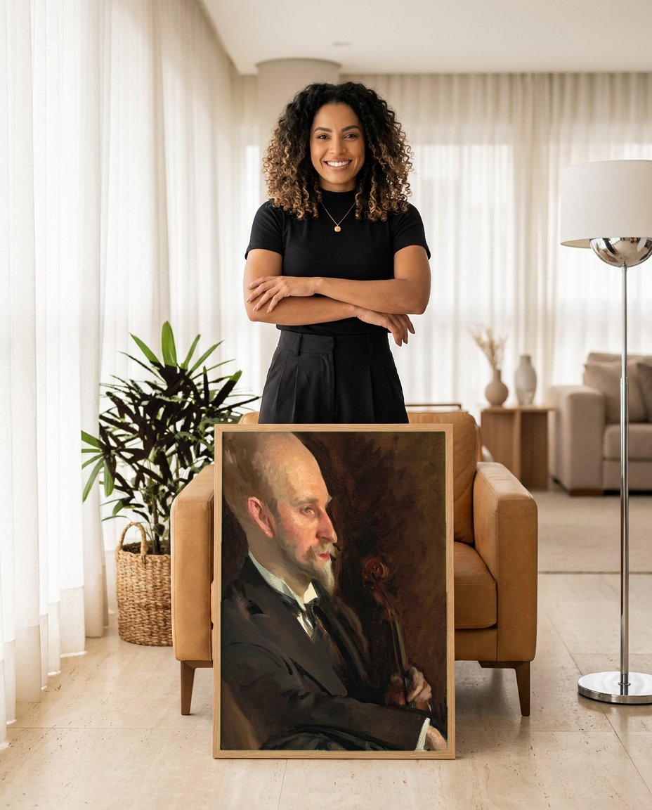 Quadro Decorativo Retrato de W. Graham Robertson - John Singer Sargent com modelo em ambiente