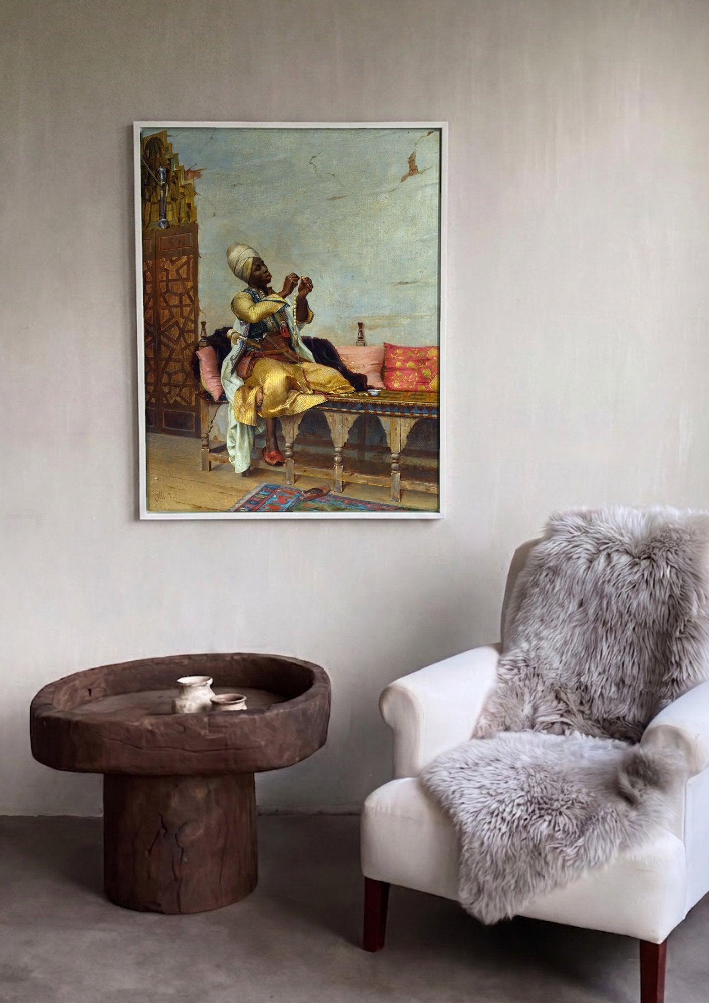 Quadro Decorativo O Confeccionador de Rosários - Theodoros Ralli em ambiente decorado