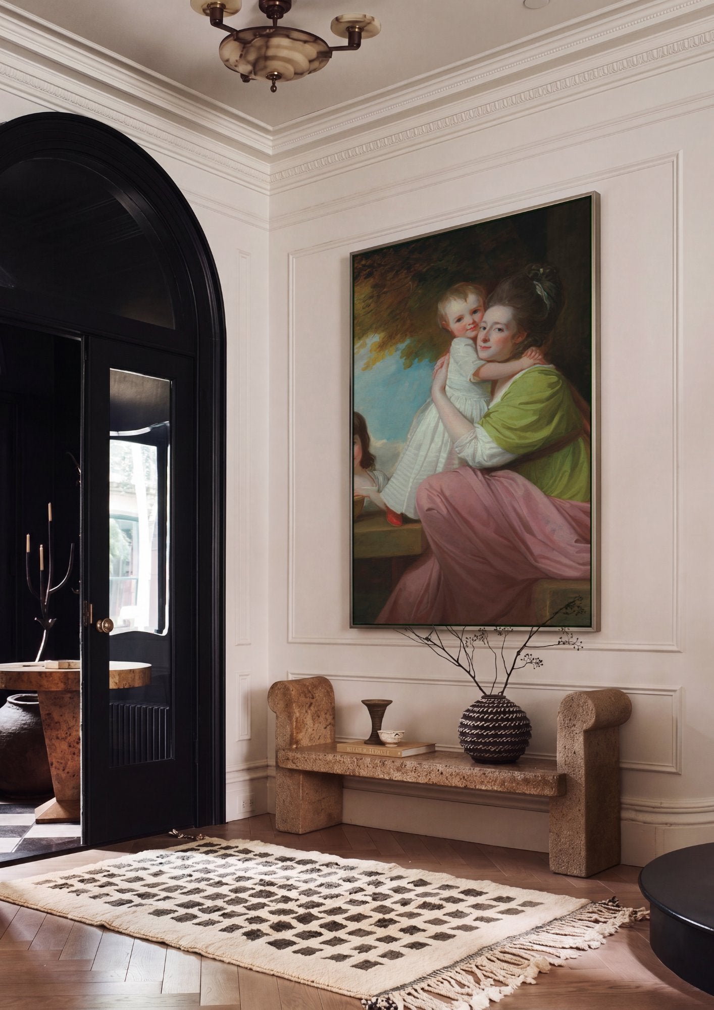 Quadro Decorativo Mãe e Filhos - George Romney em ambiente decorado