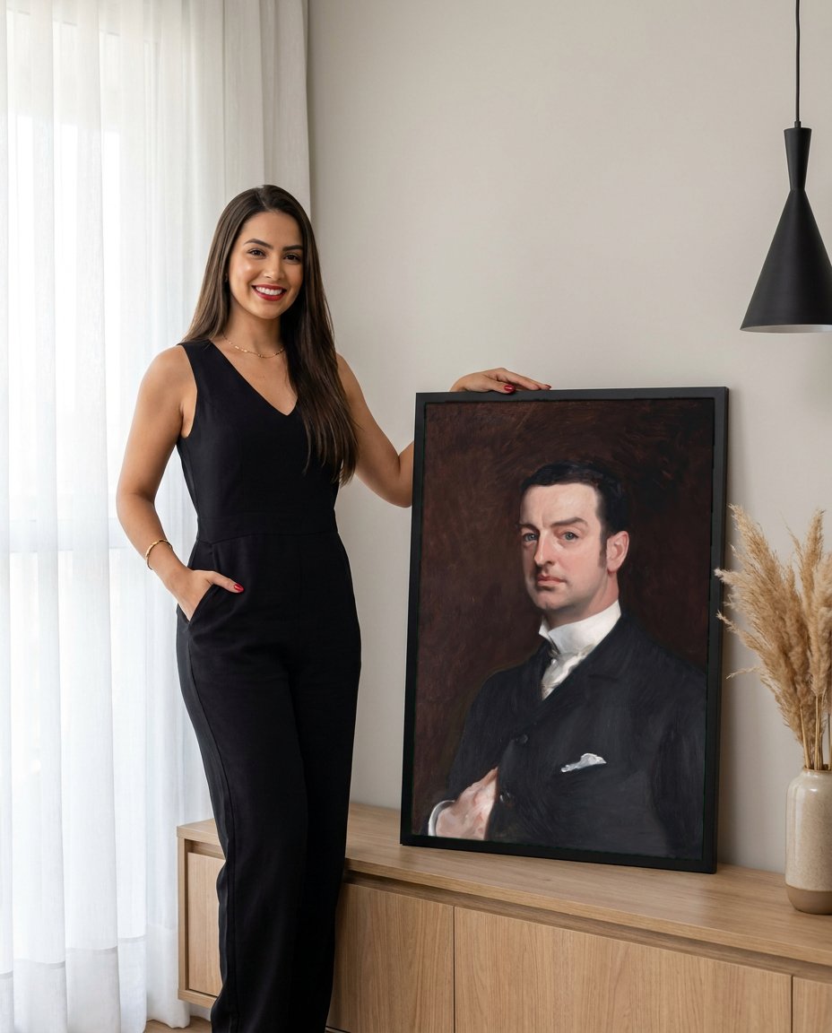 Quadro Decorativo Retrato de W. Graham Robertson - John Singer Sargent com modelo em ambiente