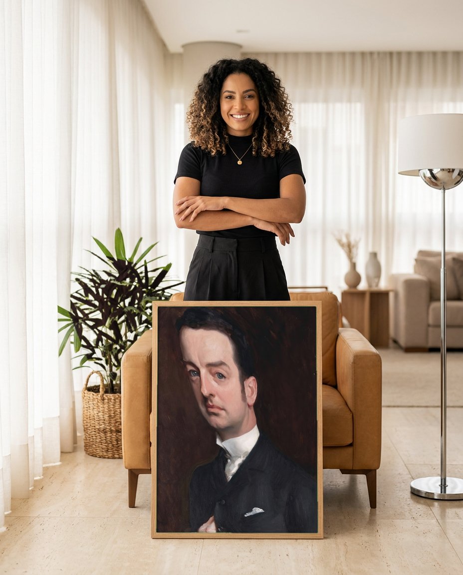 Quadro Decorativo Retrato de W. Graham Robertson - John Singer Sargent com modelo em ambiente