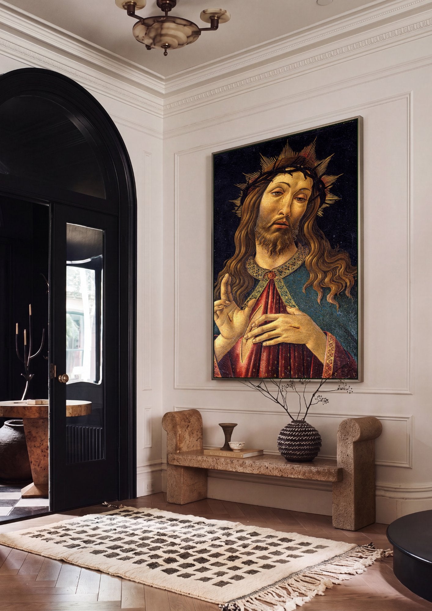 Quadro Decorativo Jesus Cristo com Coroa de Espinhos - Botticelli em ambiente decorado