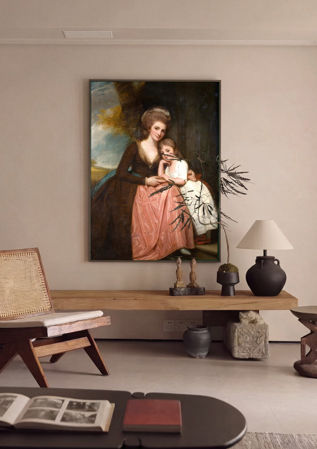 Quadro Decorativo Mãe e Filha - George Romney em ambiente decorado