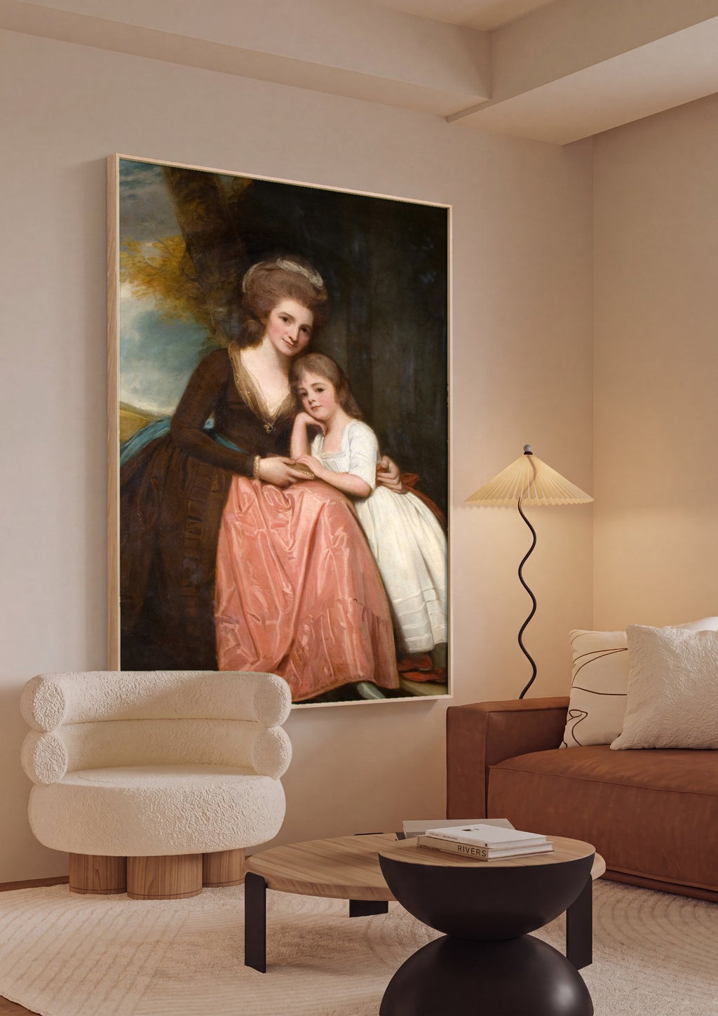 Quadro Decorativo Mãe e Filha - George Romney em ambiente decorado
