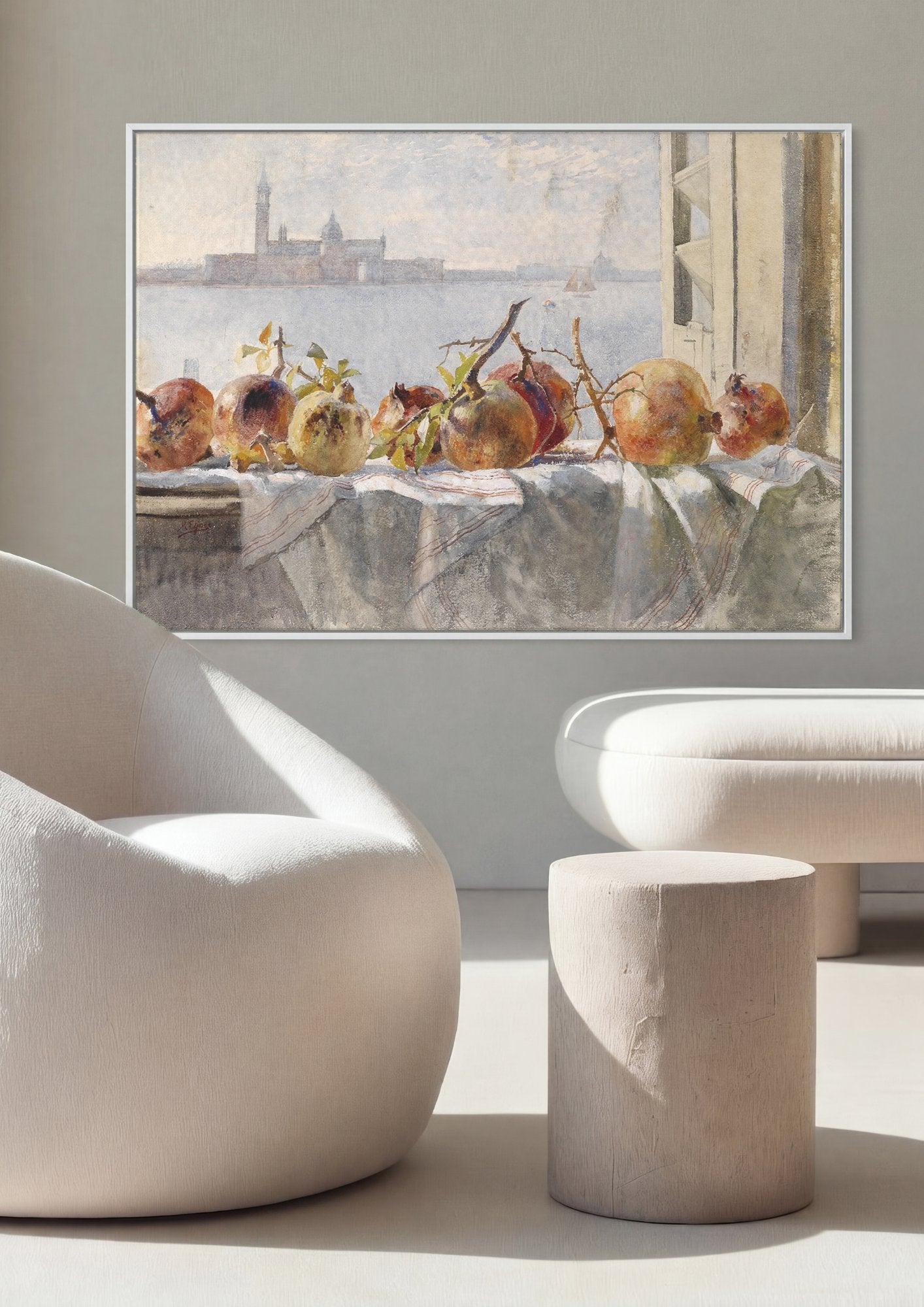 Quadro Decorativo Natureza-Morta com Romãs - Marie Egner em ambiente decorado