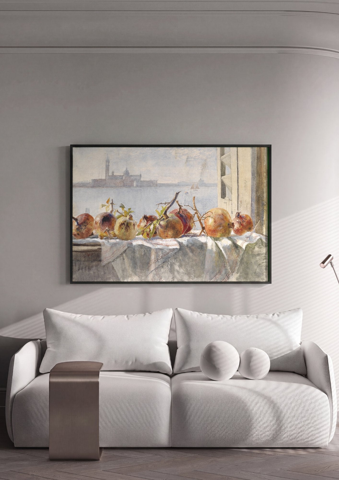 Quadro Decorativo Natureza-Morta com Romãs - Marie Egner em ambiente decorado