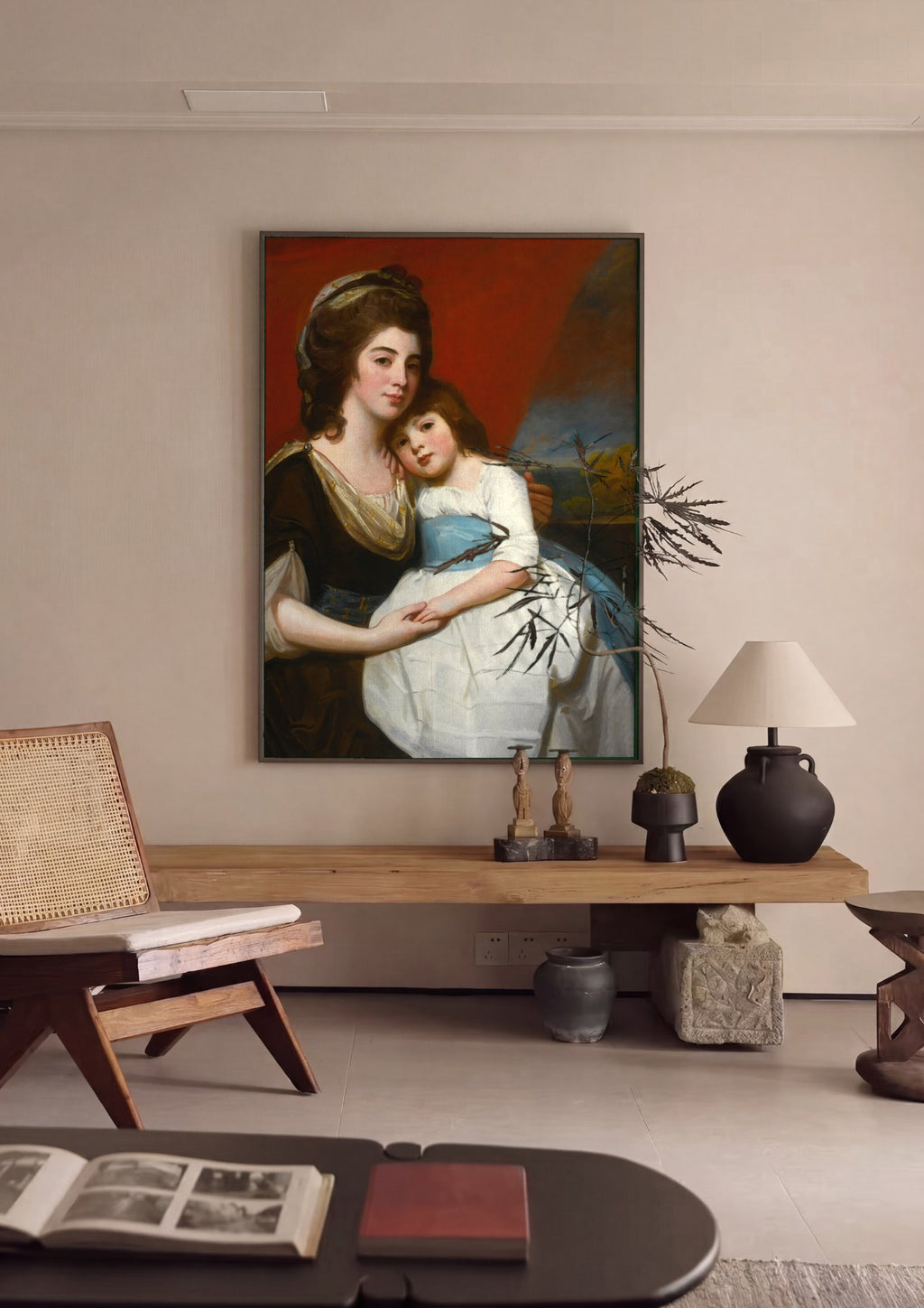 Quadro Decorativo Mãe e Filha - George Romney em ambiente decorado