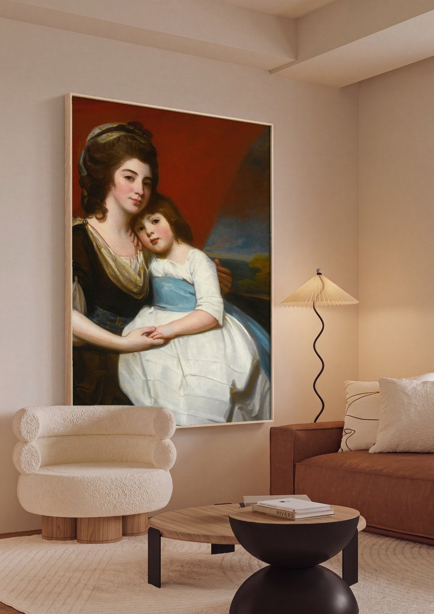 Quadro Decorativo Mãe e Filha - George Romney em ambiente decorado