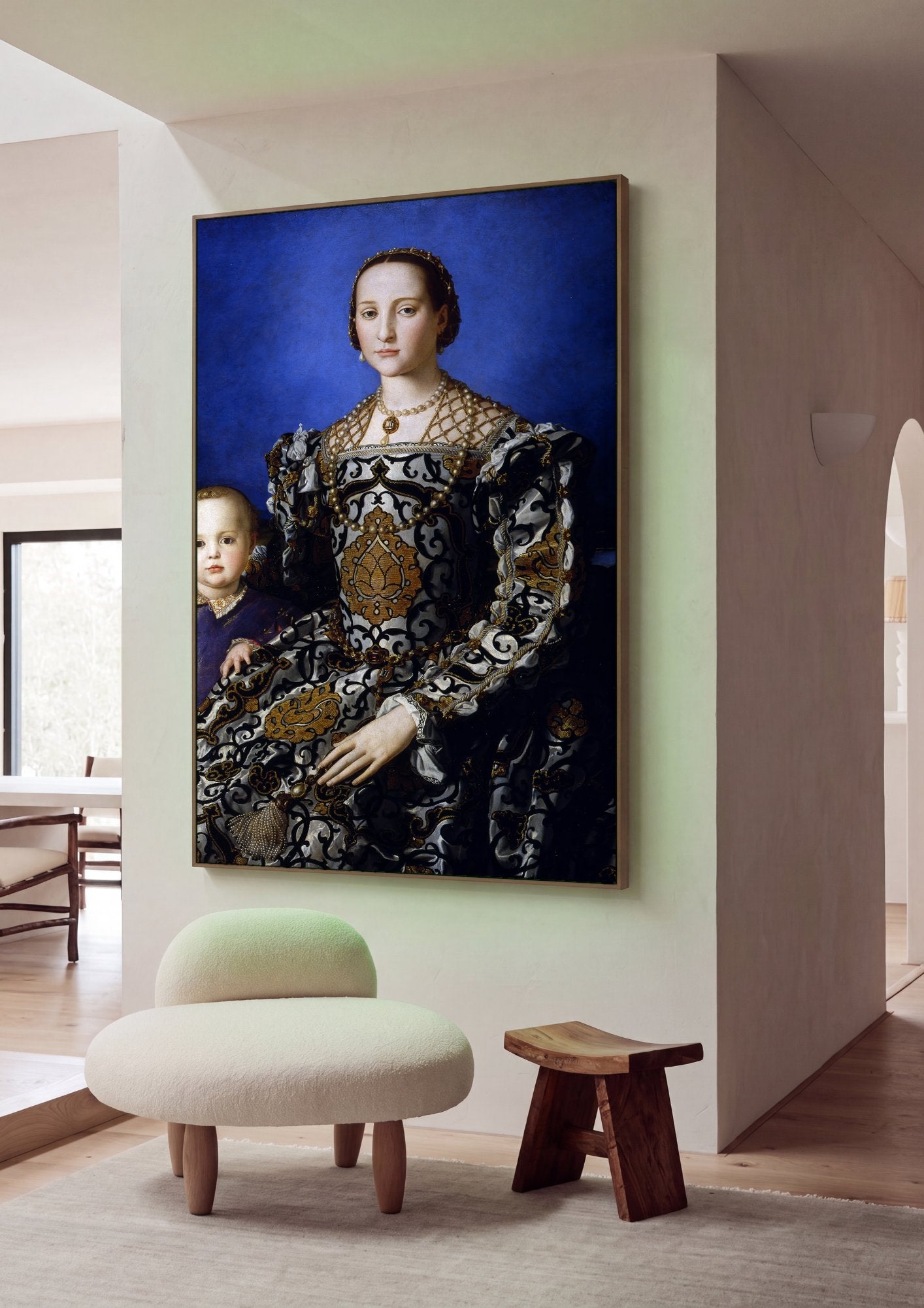 Quadro Decorativo Senhora com Filho - Bronzino em ambiente decorado