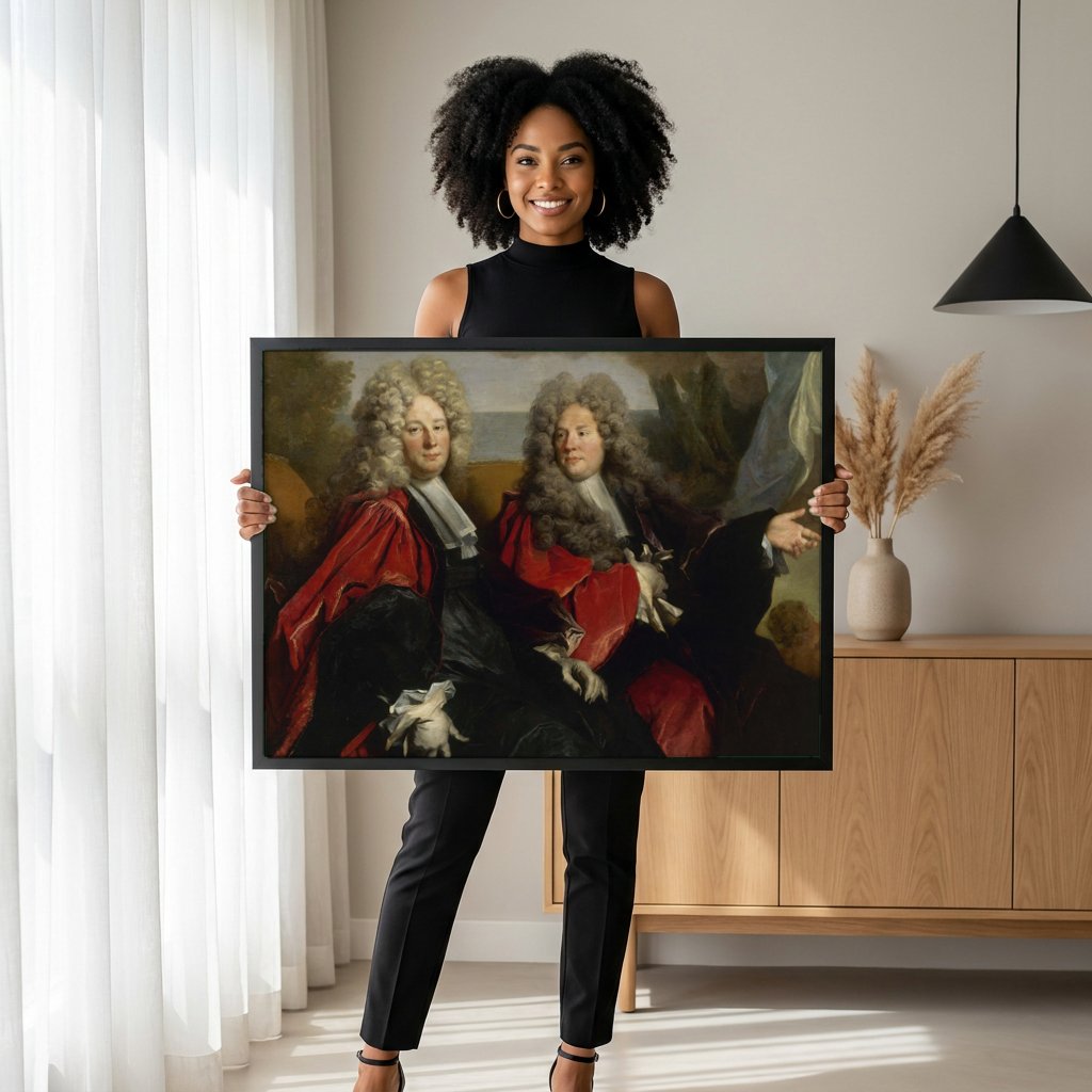 Quadro Decorativo Retrato de Cavalheiros - Largillière com modelo em ambiente