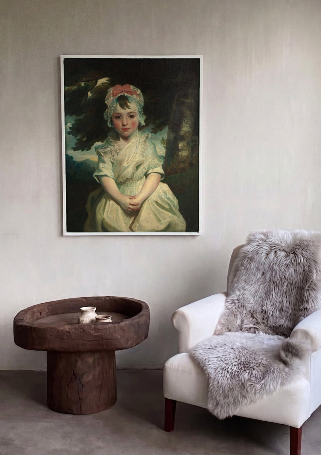 Quadro Decorativo A Menina com Touca Rosa - Reynolds em ambiente decorado