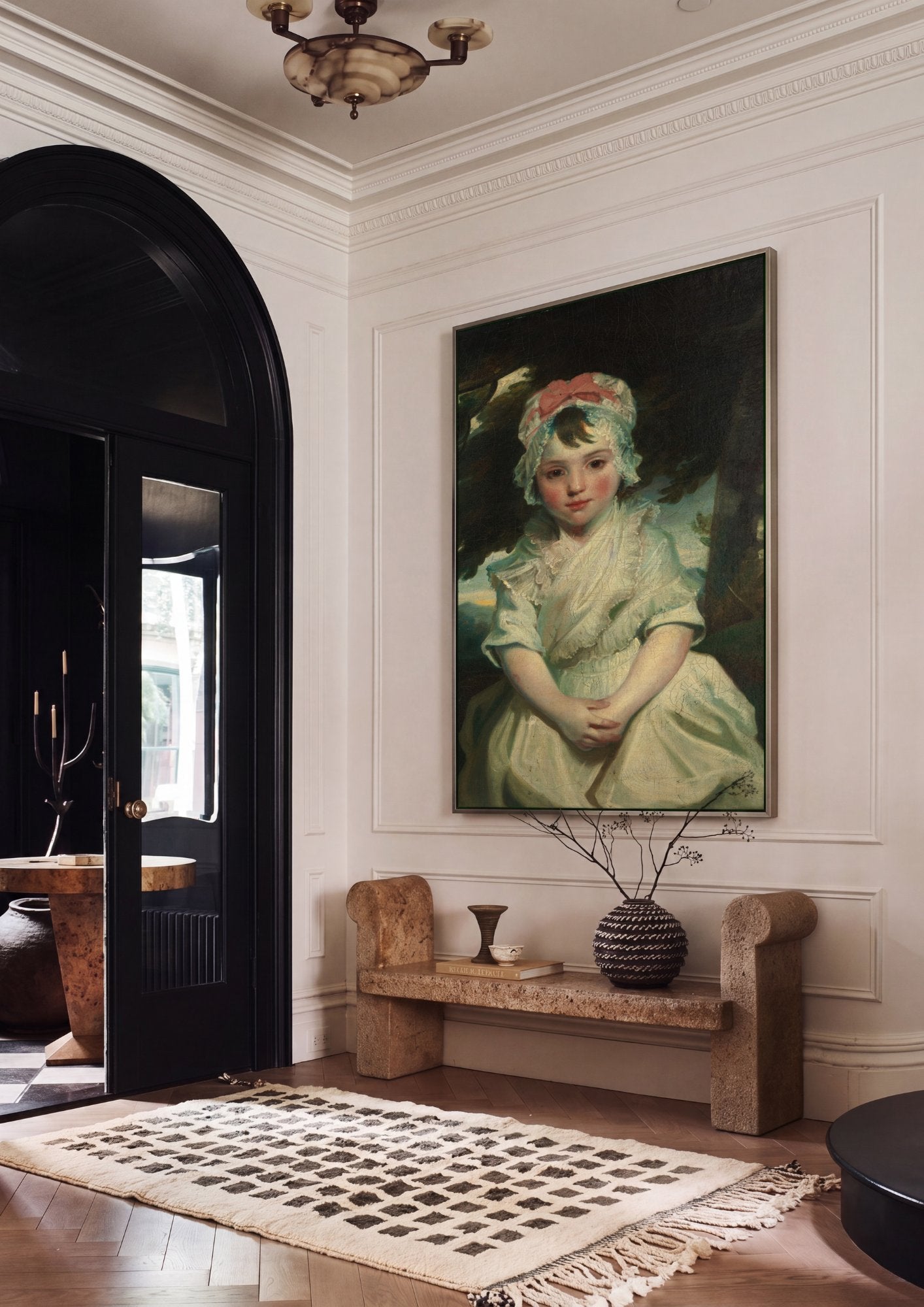 Quadro Decorativo A Menina com Touca Rosa - Reynolds em ambiente decorado