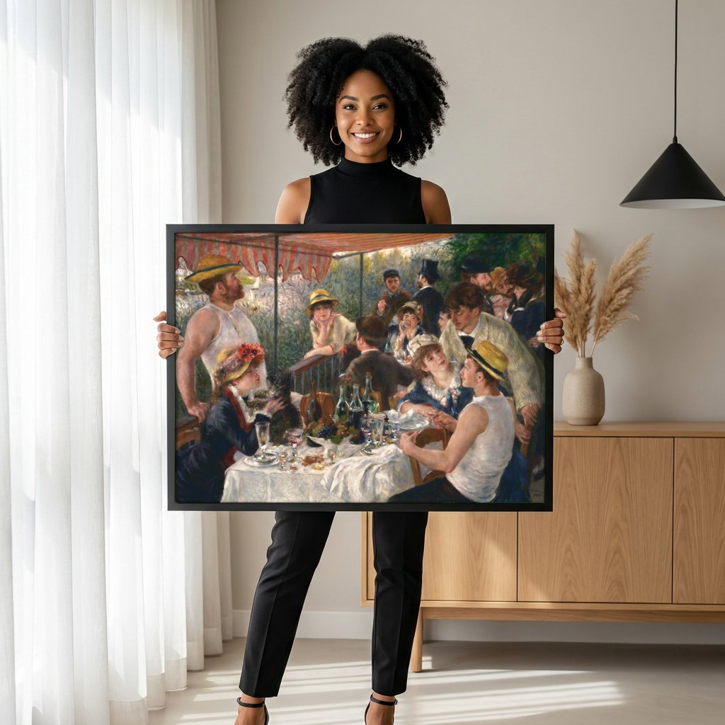 Quadro Decorativo Almoço dos Barqueiros - Renoir com modelo em ambiente