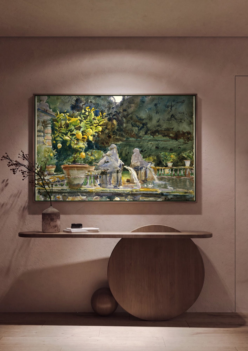 Quadro Decorativo Jardins com Limoeiros e Fontes - John Singer Sargent em ambiente decorado
