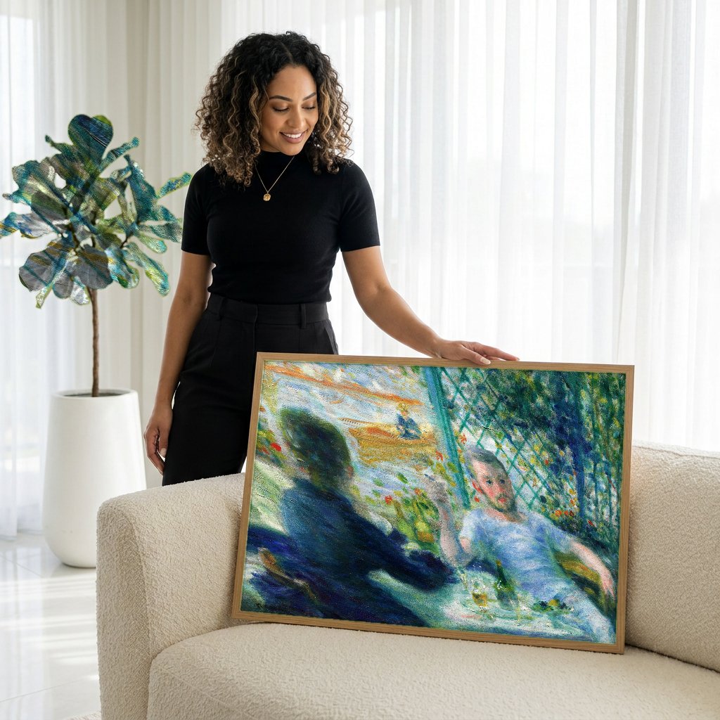 Quadro Decorativo Almoço dos Barqueiros - Renoir com modelo em ambiente