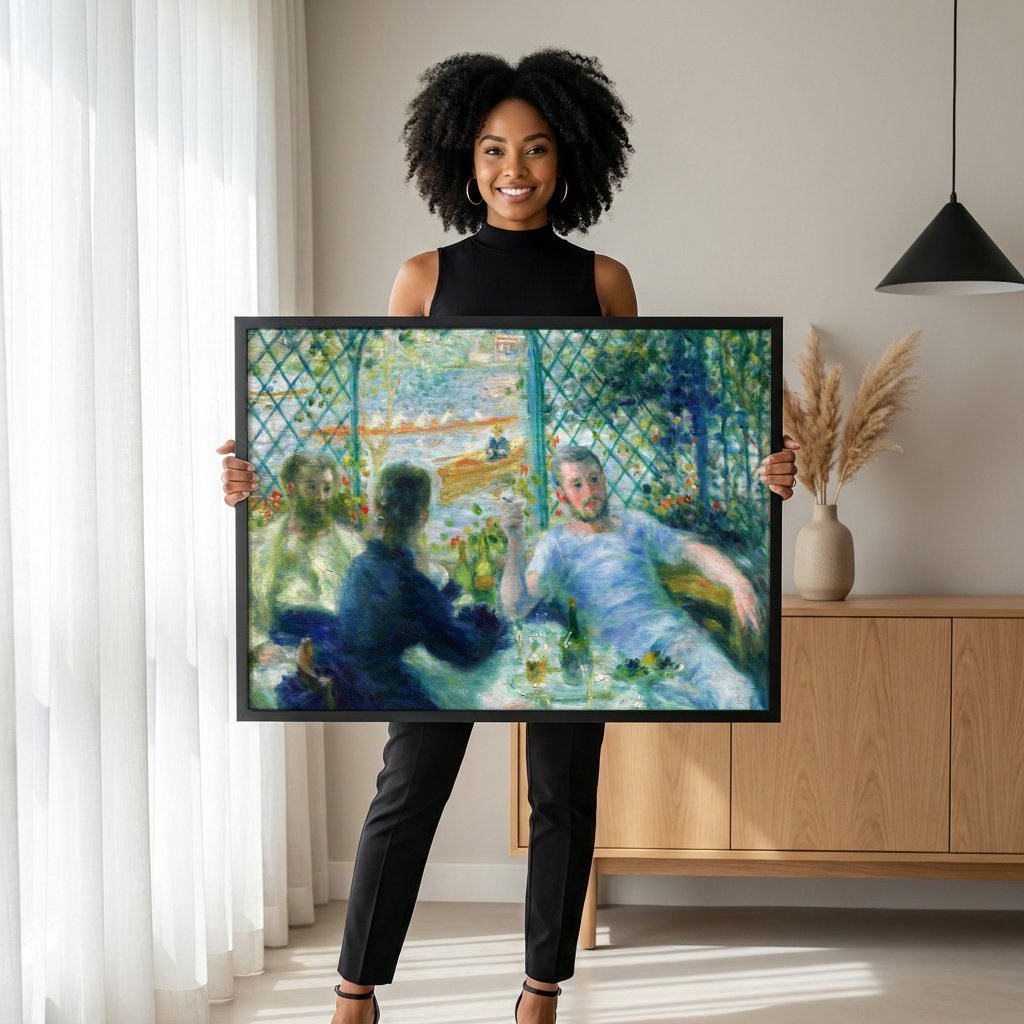 Quadro Decorativo Almoço dos Barqueiros - Renoir com modelo em ambiente