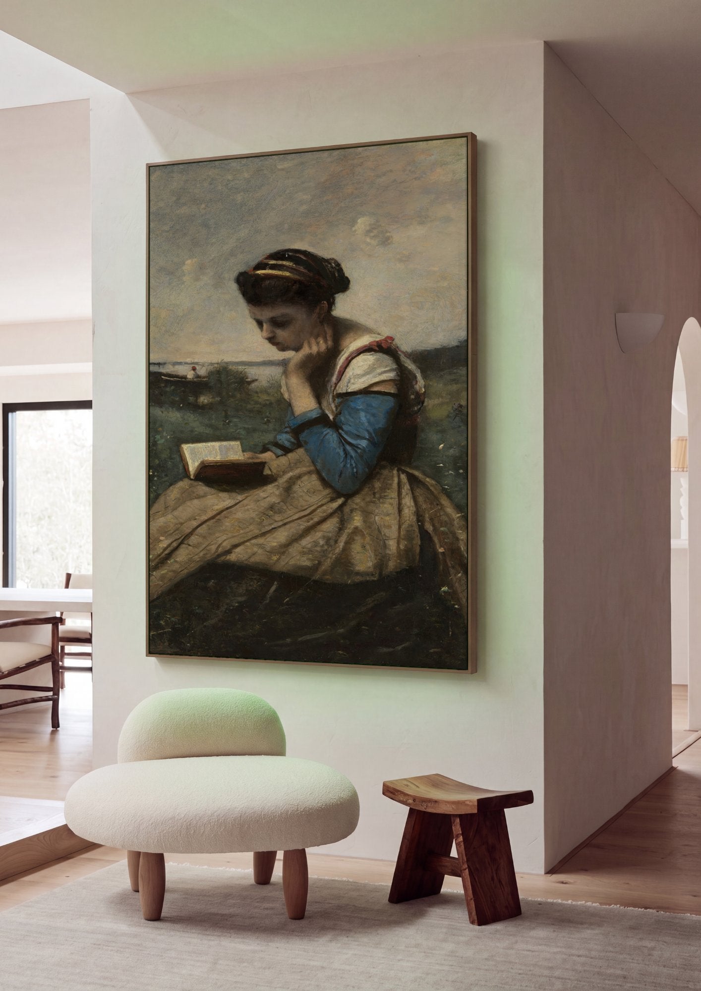 Quadro Decorativo A Leitora - Corot em ambiente decorado