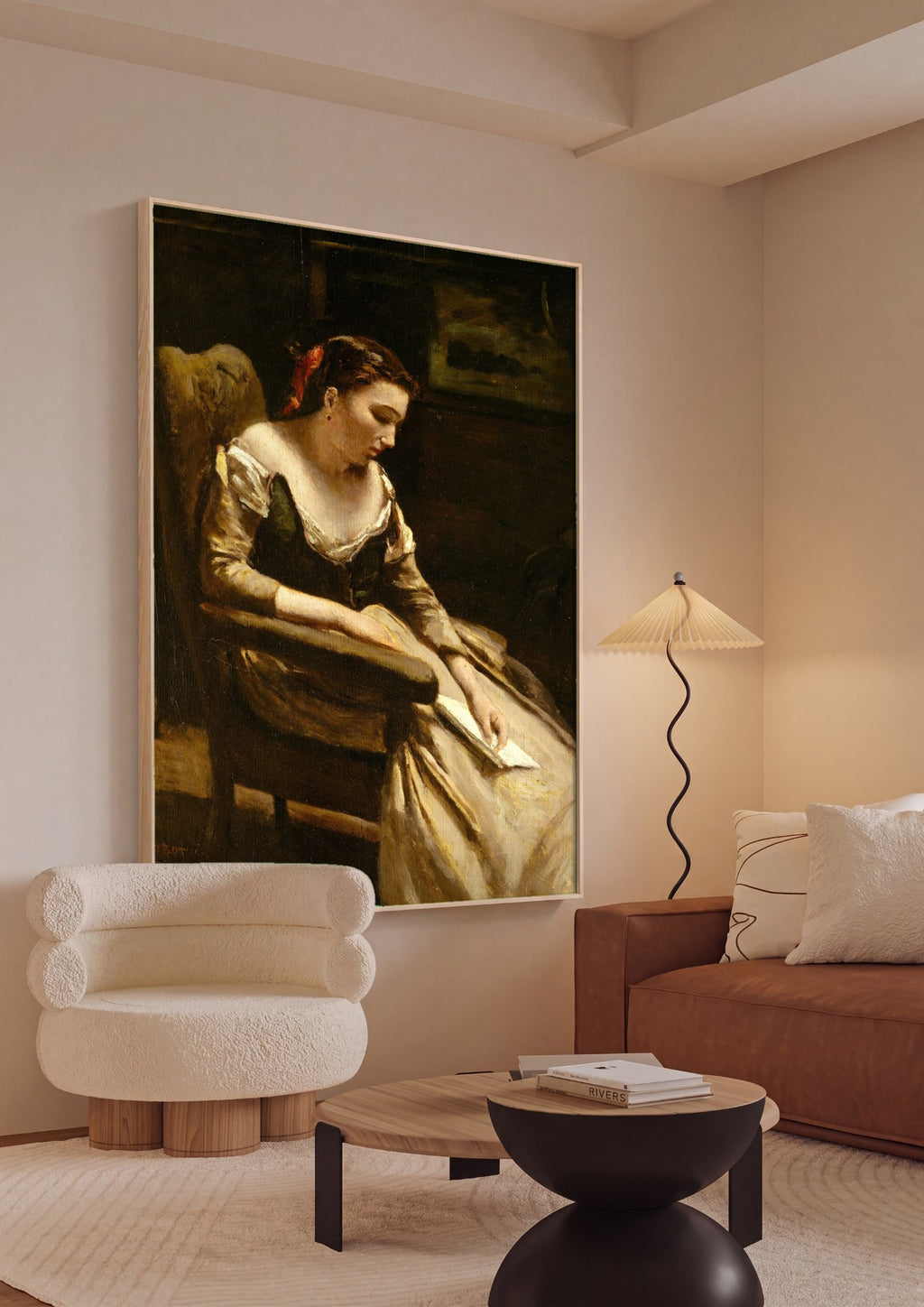 Quadro Decorativo A Leitora - Corot em ambiente decorado