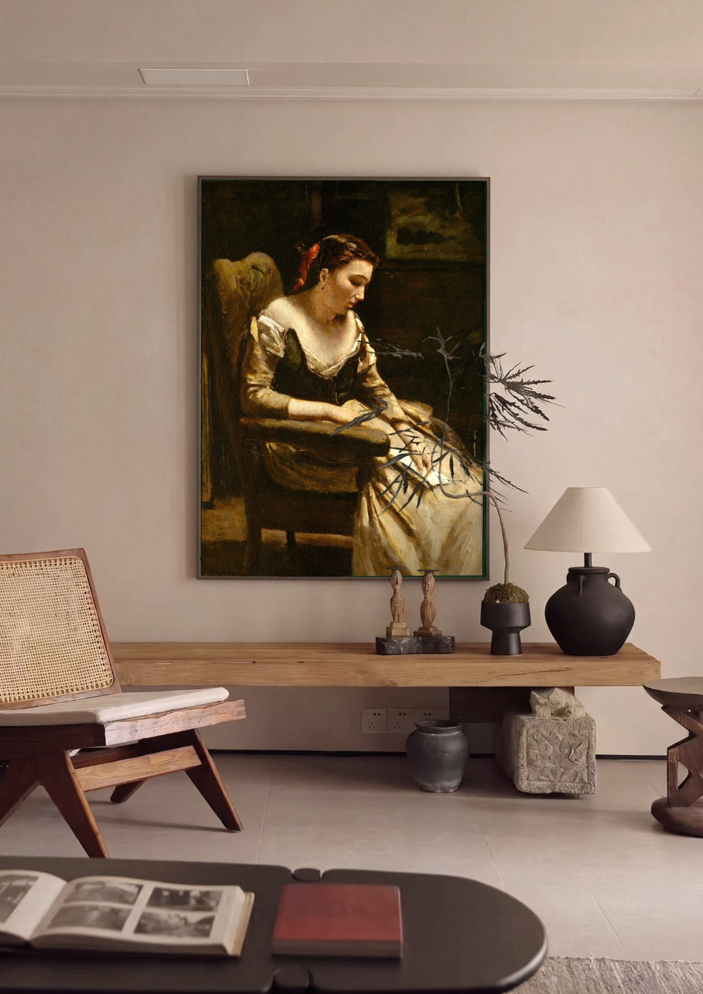 Quadro Decorativo A Leitora - Corot em ambiente decorado