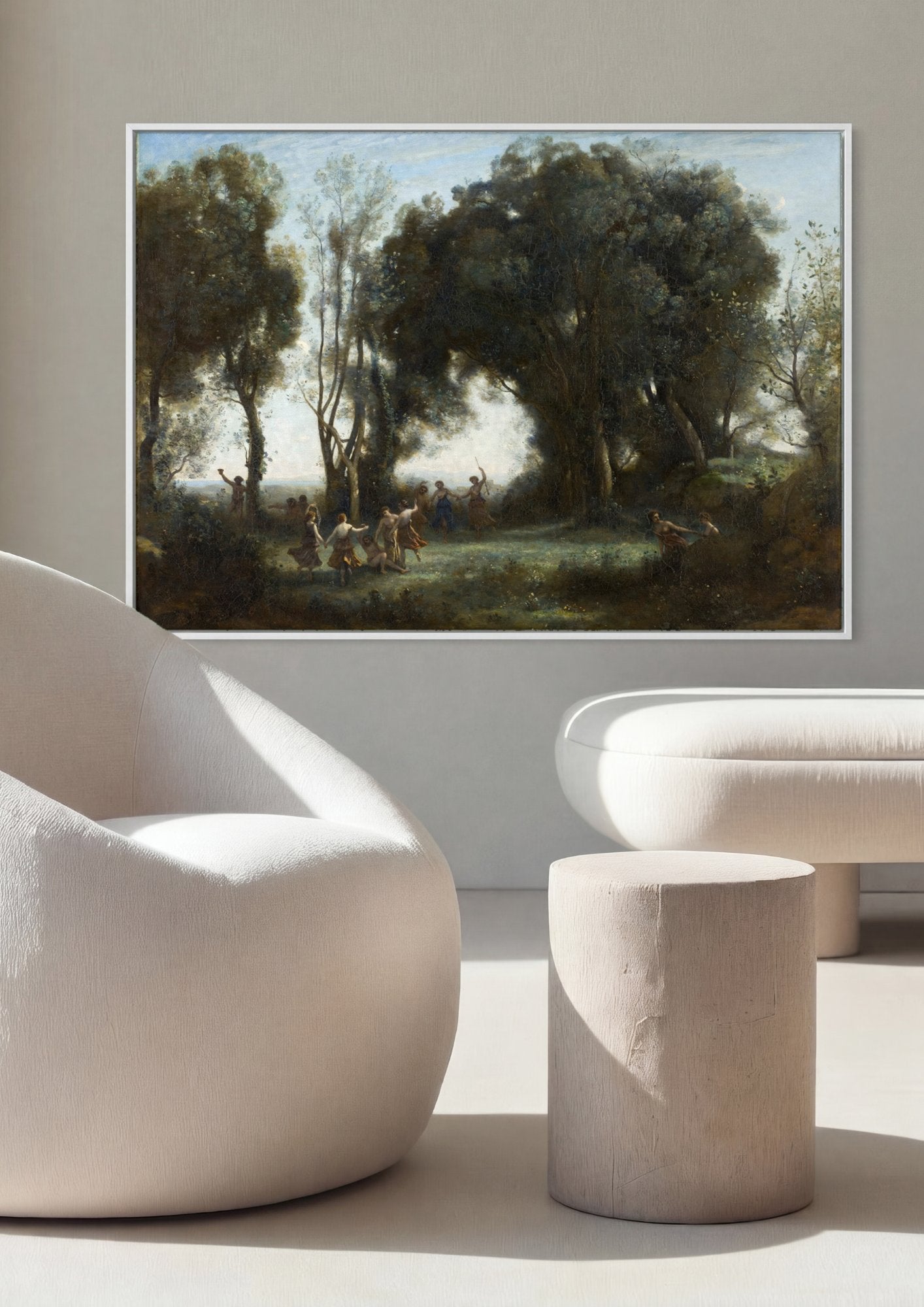 Quadro Decorativo Ninfas e Sátiros - Corot em ambiente decorado