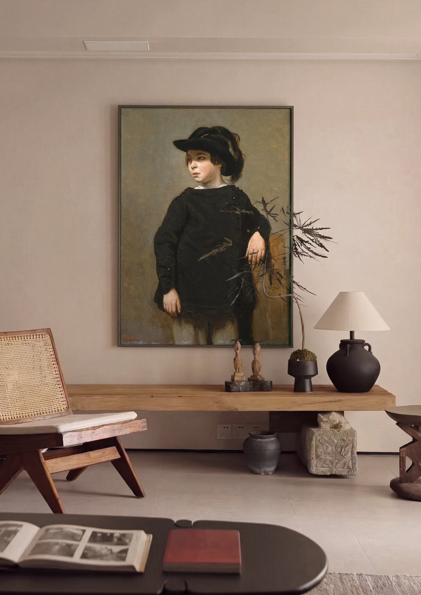 Quadro Decorativo Jovem com Boina - Corot em ambiente decorado