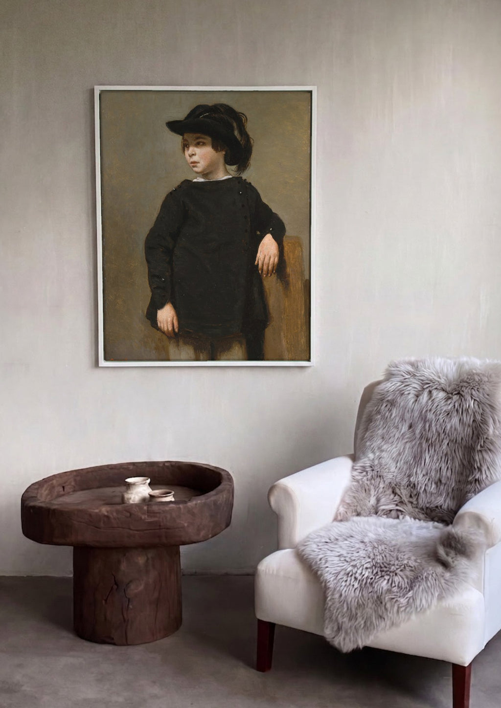 Quadro Decorativo Jovem com Boina - Corot em ambiente decorado