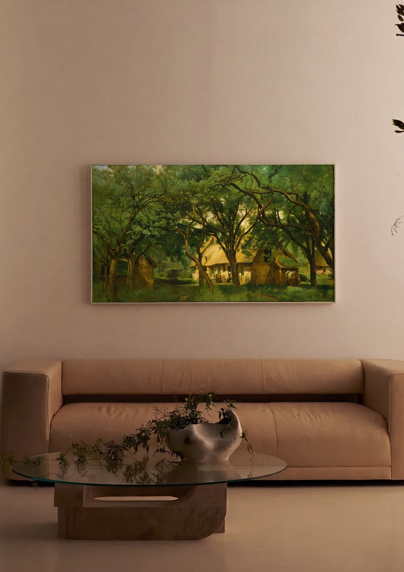 Quadro Decorativo Campo e Chalés - Corot em ambiente decorado
