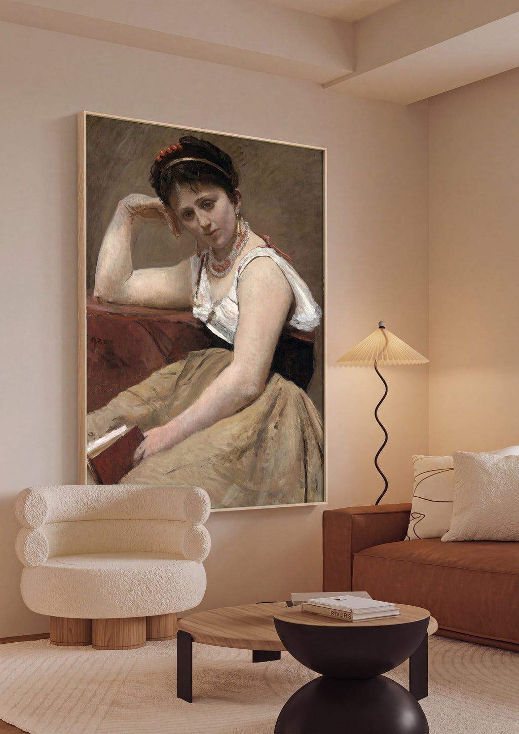 Quadro Decorativo A Leitora - Corot em ambiente decorado