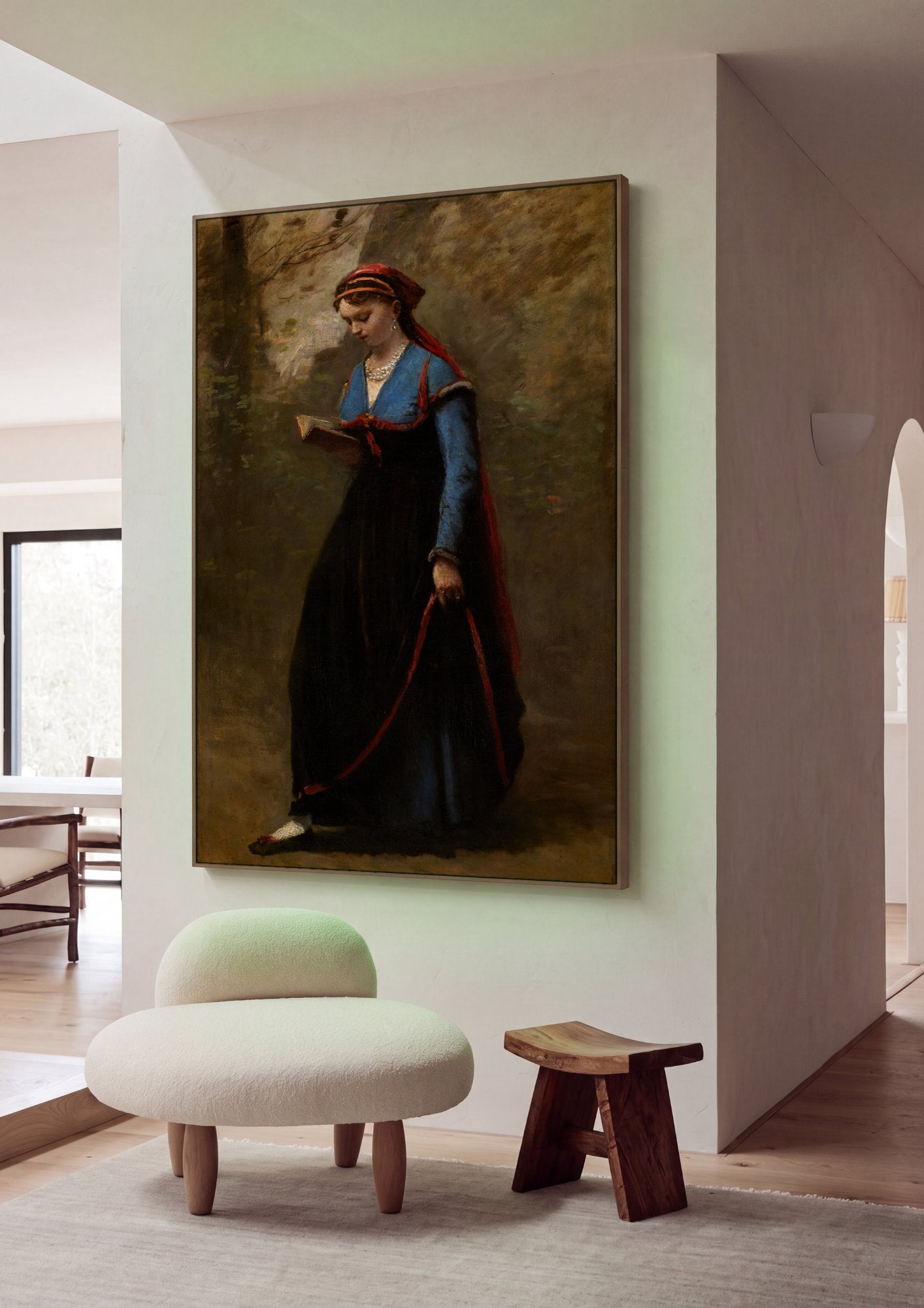 Quadro Decorativo A Leitora - Corot em ambiente decorado
