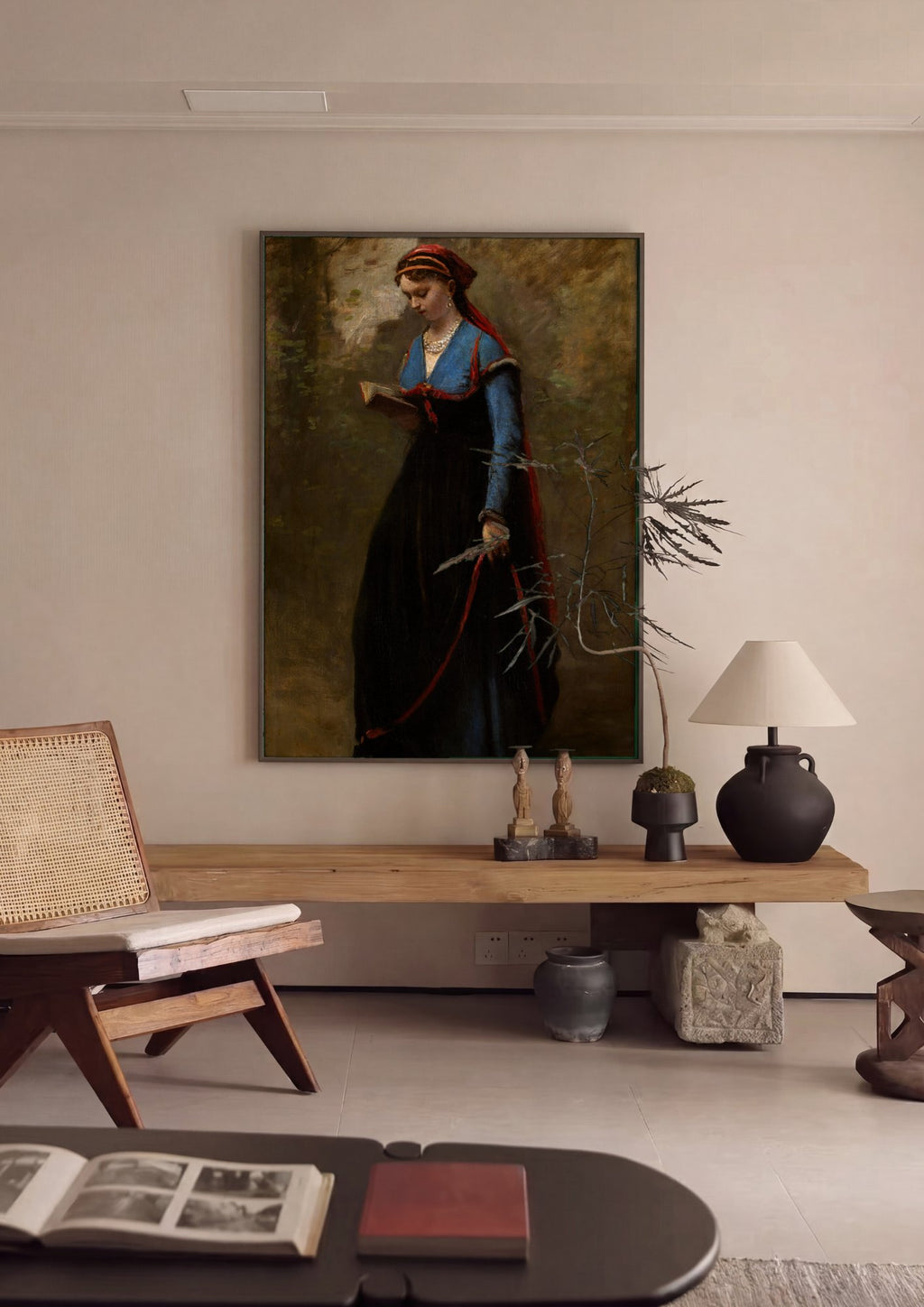 Quadro Decorativo A Leitora - Corot em ambiente decorado