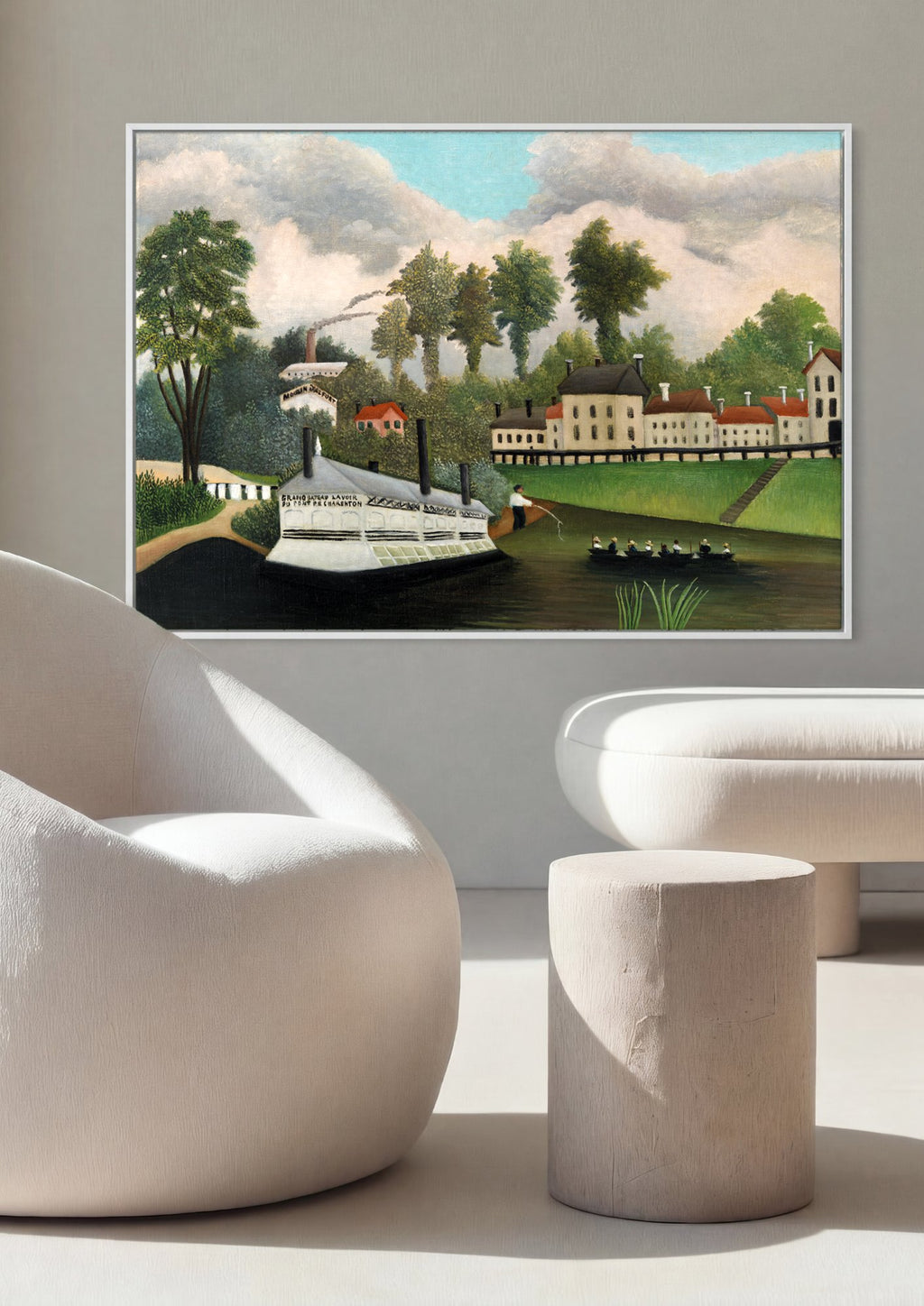 Quadro Decorativo A Lavanderia - Henri Rousseau em ambiente decorado