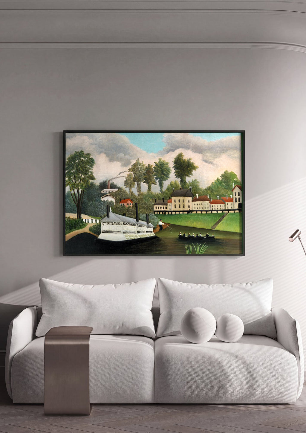 Quadro Decorativo A Lavanderia - Henri Rousseau em ambiente decorado