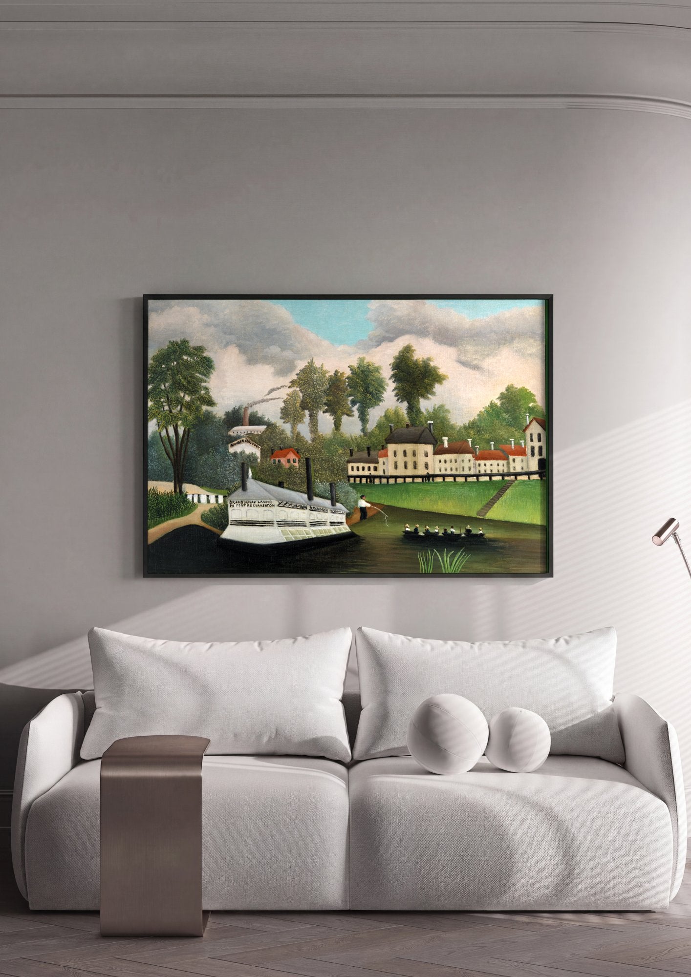 Quadro Decorativo A Lavanderia - Henri Rousseau em ambiente decorado